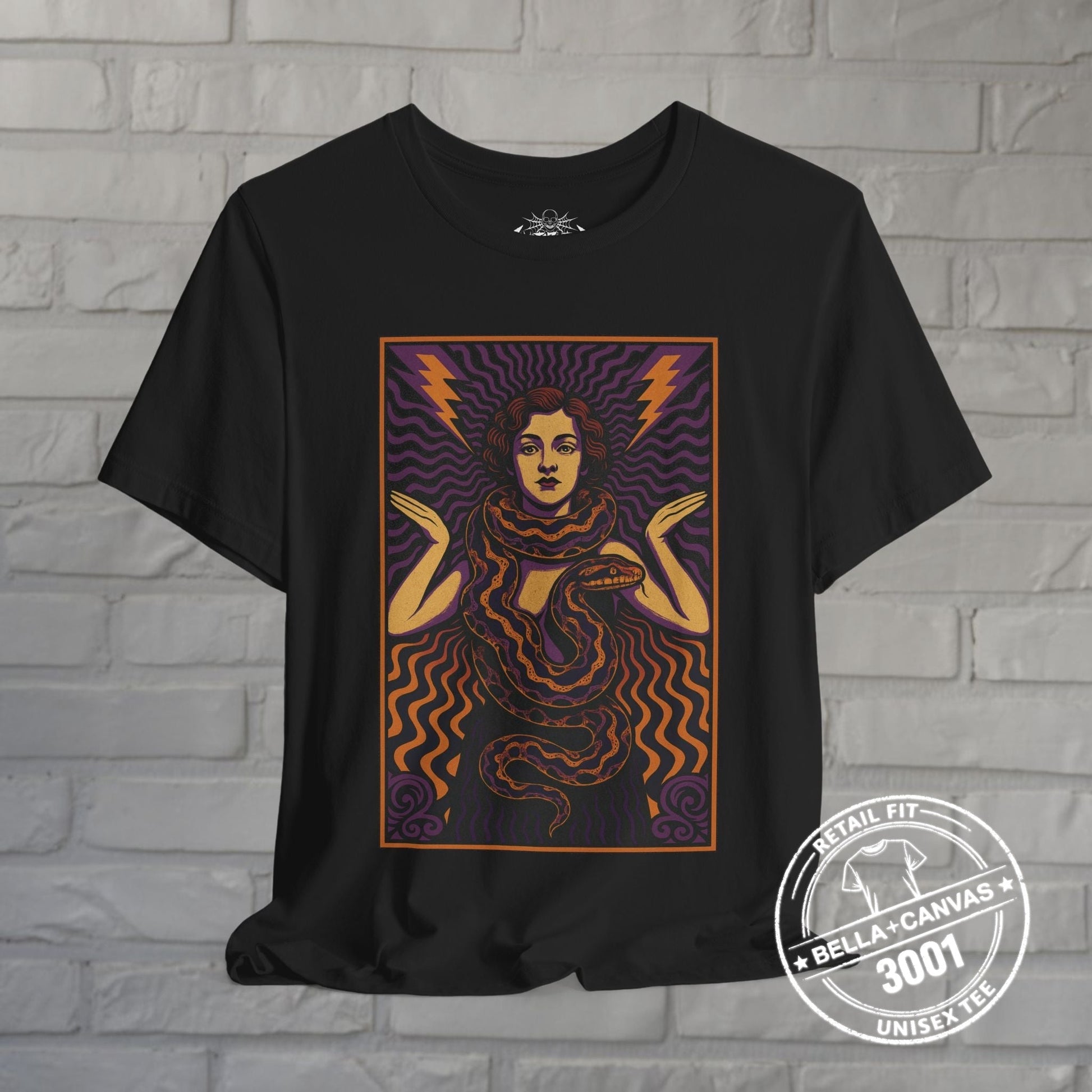 T-Shirt - Snake Lady Freakshow | Unisex T-shirt (Bella+Canvas 3001) | Horror, Art Artists | Retro Vintage, Psychedelic from Crypto Zoo Tees