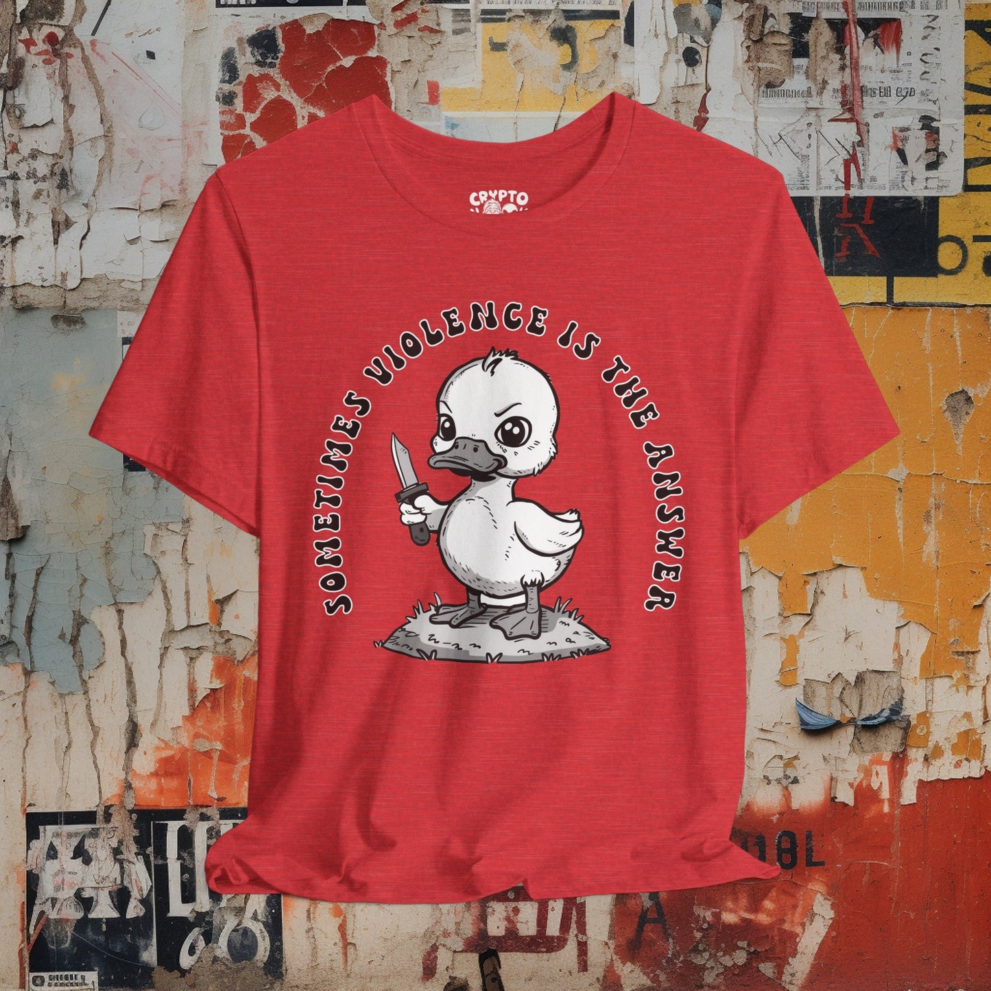 T-Shirt - Sometime Violence is the Answer Baby Duck with Knife Funny Tee | Bella + Canvas Unisex T-shirt from Crypto Zoo Tees