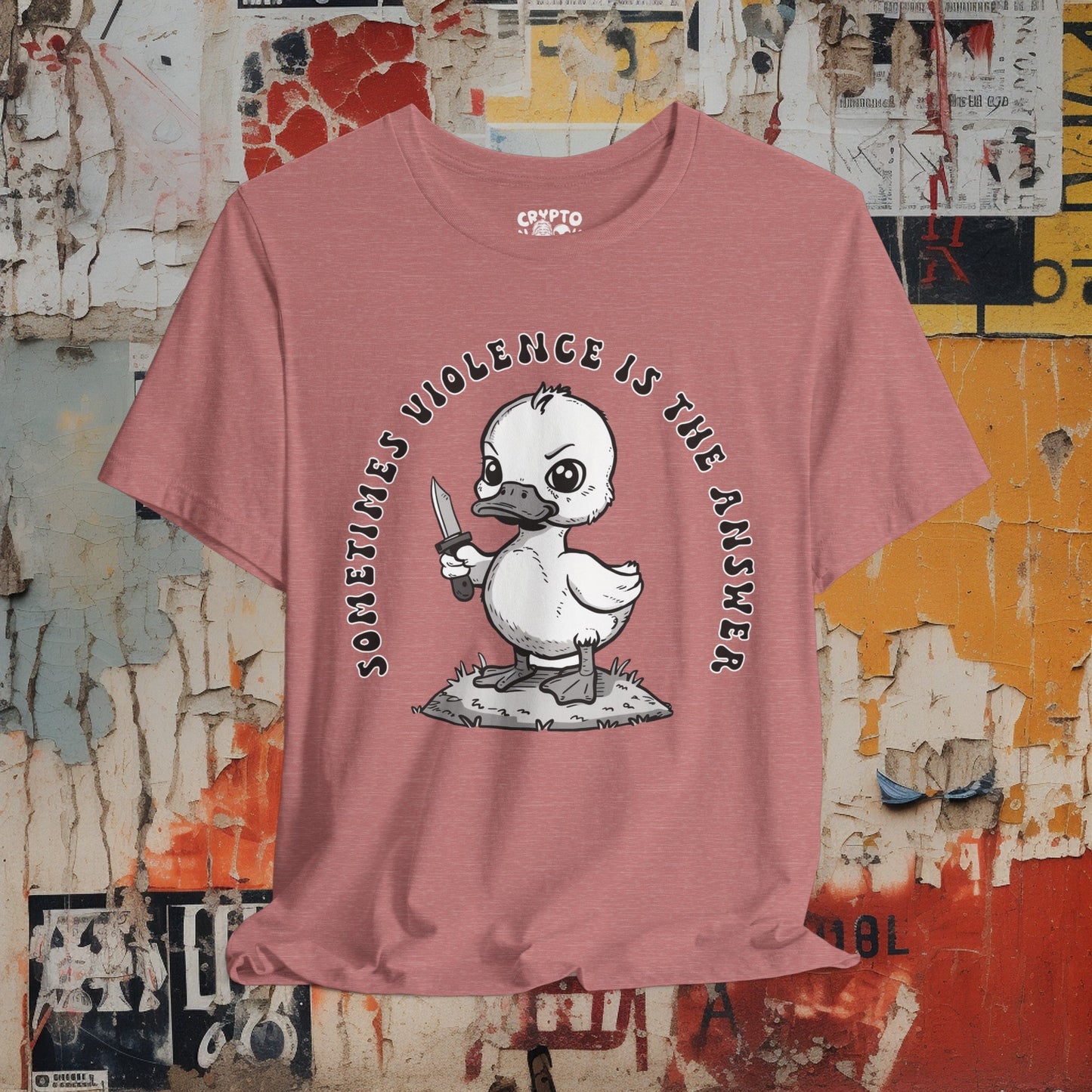 T-Shirt - Sometime Violence is the Answer Baby Duck with Knife Funny Tee | Bella + Canvas Unisex T-shirt from Crypto Zoo Tees