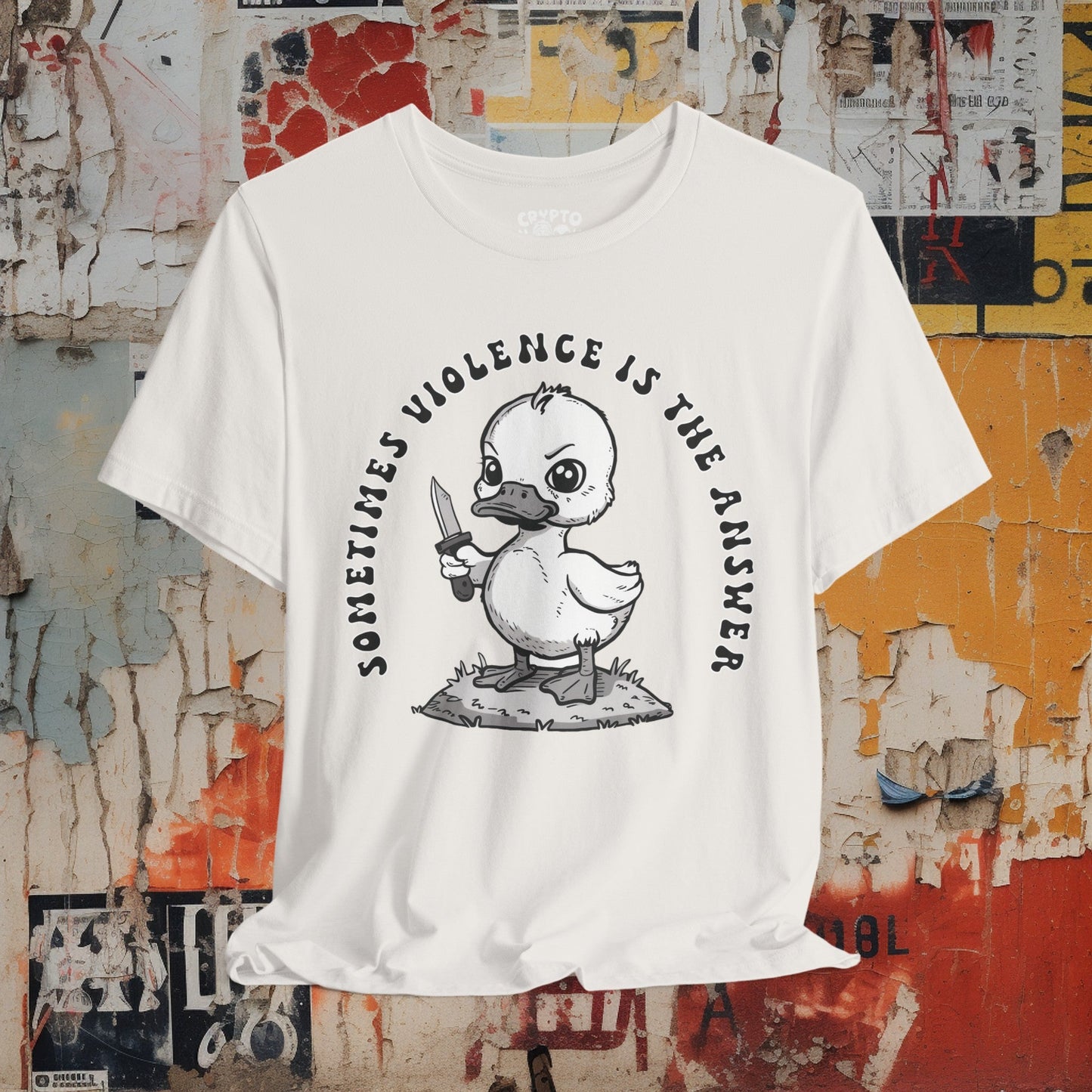 T-Shirt - Sometime Violence is the Answer Baby Duck with Knife Funny Tee | Bella + Canvas Unisex T-shirt from Crypto Zoo Tees