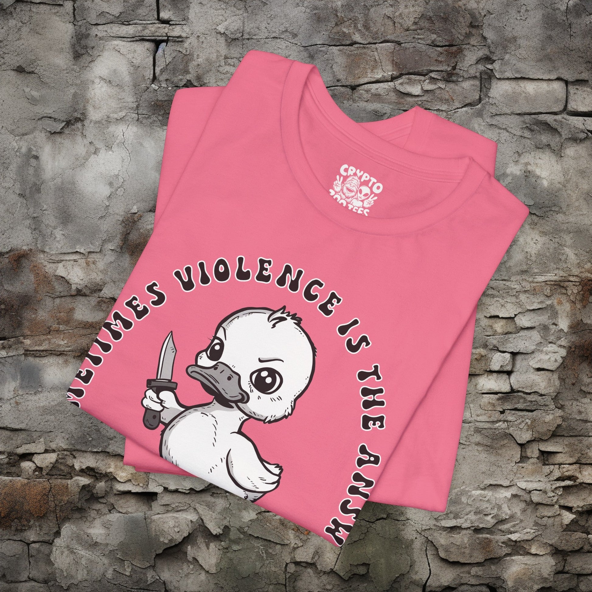 T-Shirt - Sometime Violence is the Answer Baby Duck with Knife Funny Tee | Bella + Canvas Unisex T-shirt from Crypto Zoo Tees