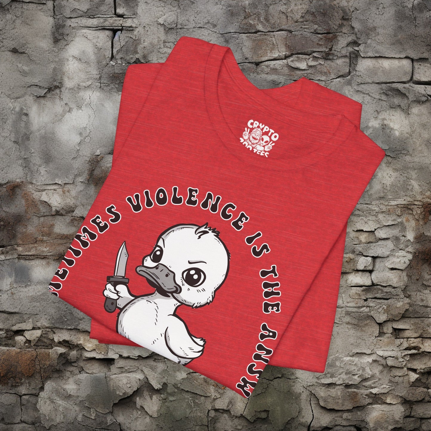 T-Shirt - Sometime Violence is the Answer Baby Duck with Knife Funny Tee | Bella + Canvas Unisex T-shirt from Crypto Zoo Tees