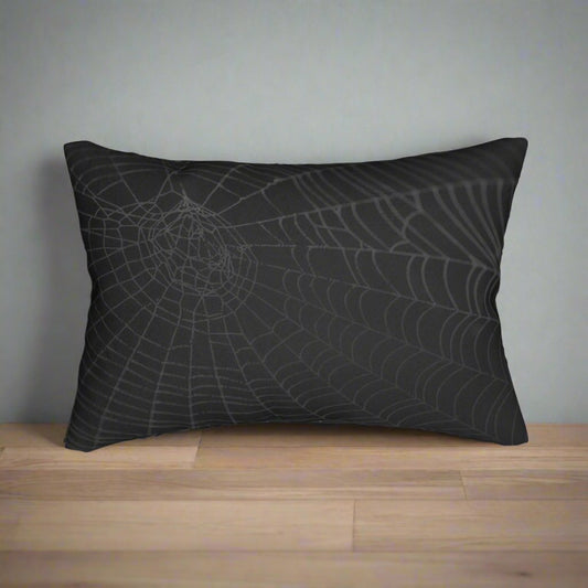 Home Decor - SPIDER WEB PILLOW | Halloween Decor | Gothic Home | Spun Polyester Lumbar Pillow | Pillow Included! from Crypto Zoo Tees