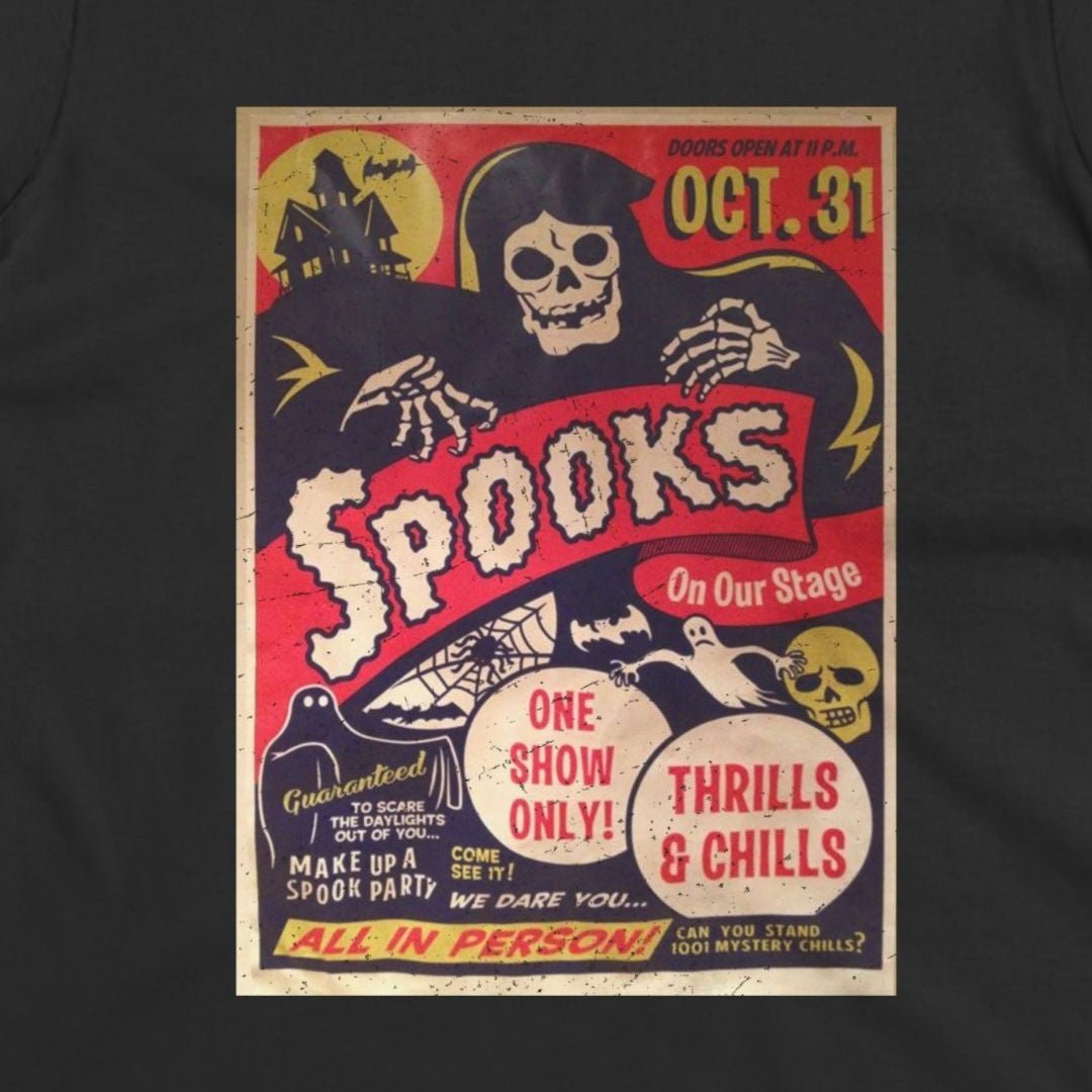 T-Shirt - Spooks On Stage | Halloween, Retro & Vintage | Unisex Shirt, Ladies Tee, Tank Top, Long Sleeve, Sweatshirt, Hoodie from Crypto Zoo Tees