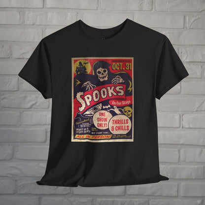 T-Shirt - Spooks On Stage | Halloween, Retro & Vintage | Unisex Shirt, Ladies Tee, Tank Top, Long Sleeve, Sweatshirt, Hoodie from Crypto Zoo Tees