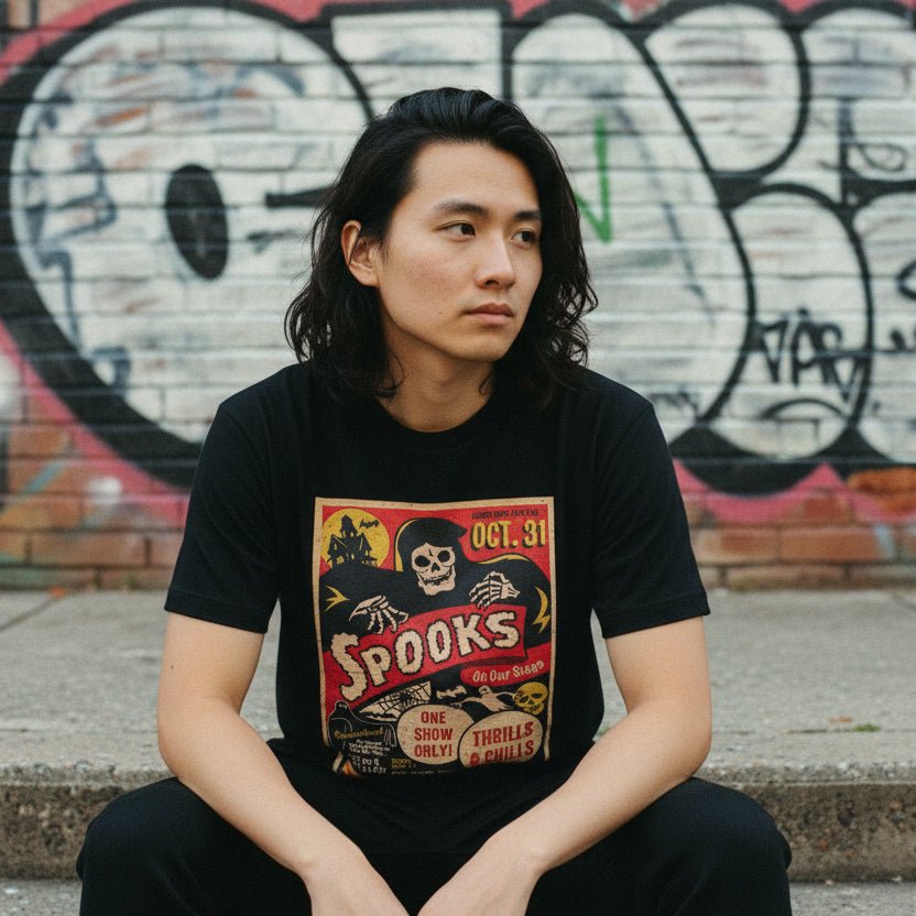 T-Shirt - Spooks On Stage | Unisex Heavy Cotton - Gildan 5000 | Halloween, Retro & Vintage | Rockabilly from Crypto Zoo Tees