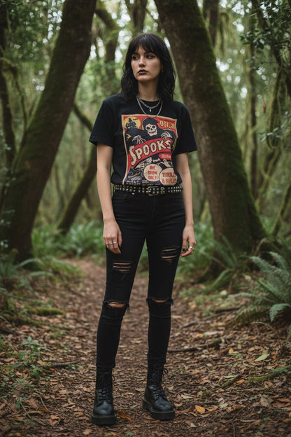 T-Shirt - Spooks On Stage | Unisex Heavy Cotton - Gildan 5000 | Halloween, Retro & Vintage | Rockabilly from Crypto Zoo Tees