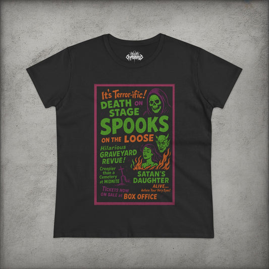 T-Shirt - Spookshow | Halloween, Retro & Vintage | Unisex Shirt, Ladies Tee, Tank Top, Long Sleeve, Sweatshirt, Hoodie from Crypto Zoo Tees