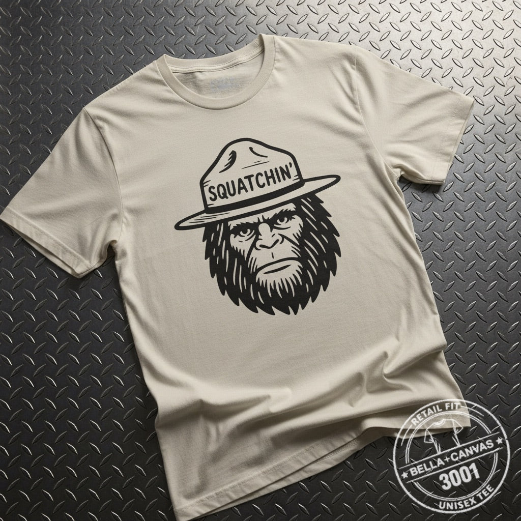 T-Shirt - Squatchin Park Ranger Shirt | Bella+Canvas 3001 | Bigfoot from Crypto Zoo Tees