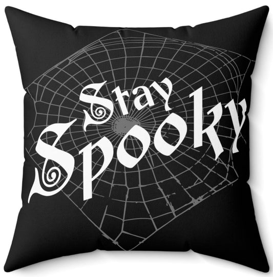 Home Decor - Stay Spooky Black Spider Web - Square Throw Pillow - Goth Design, 2-Sided, Home Decor, Creepy Chic Style from Crypto Zoo Tees
