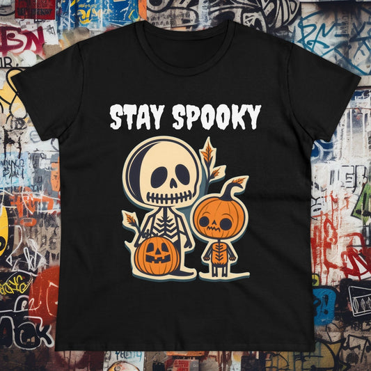 T-Shirt - Stay Spooky Retro Vintage Halloween | Women's T-Shirt | Cotton Ladies Tee from Crypto Zoo Tees