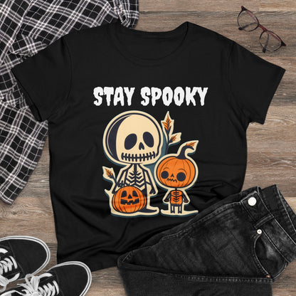 T-Shirt - Stay Spooky Retro Vintage Halloween | Women's T-Shirt | Cotton Ladies Tee from Crypto Zoo Tees