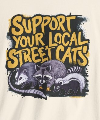 T-Shirt - Support Your Local Street Cats - Opossum, Raccoon, Skunk T-shirt | Bella + Canvas Shirt | Funny Animal Tee from Crypto Zoo Tees