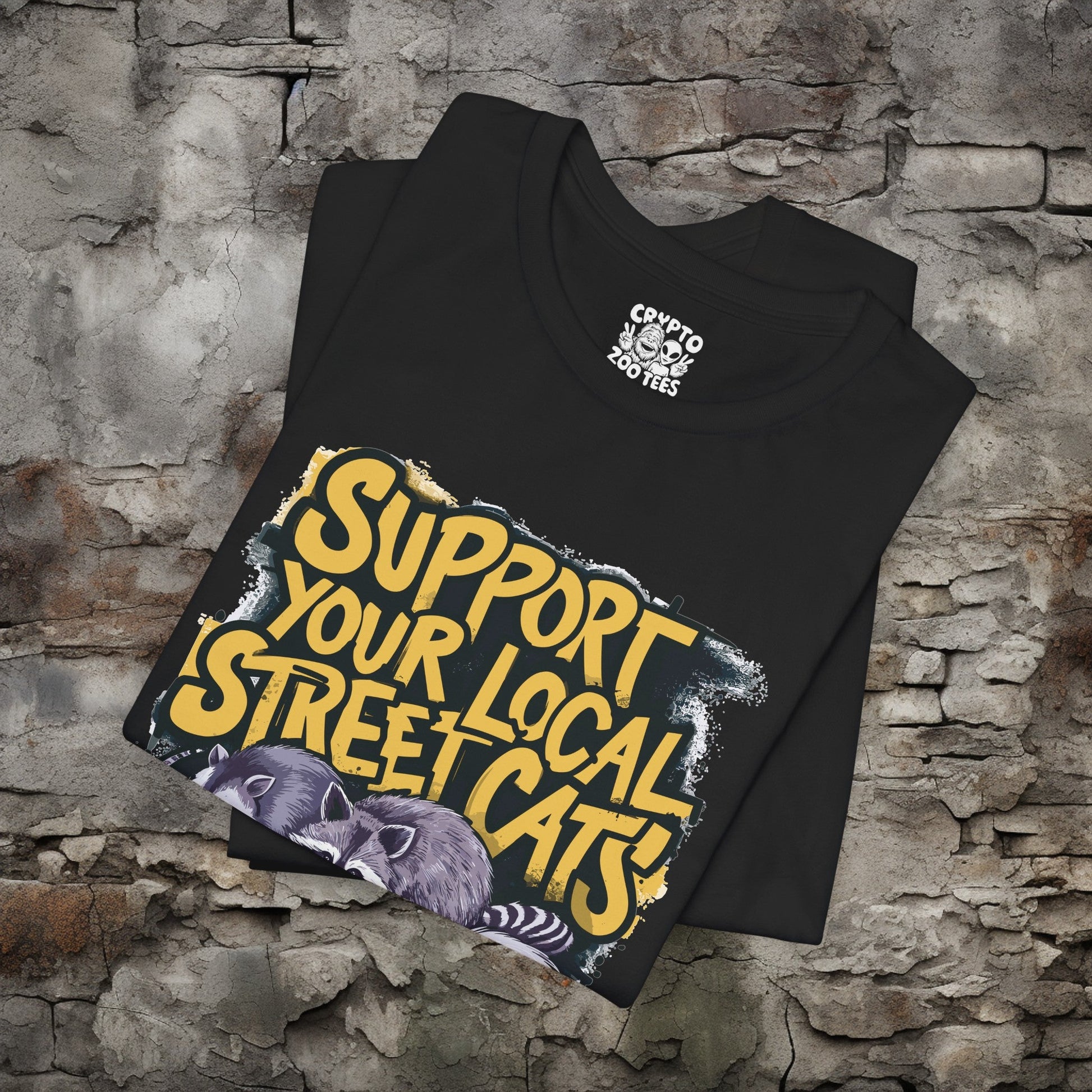 T-Shirt - Support Your Local Street Cats - Opossum, Raccoon, Skunk T-shirt | Bella + Canvas Shirt | Funny Animal Tee from Crypto Zoo Tees