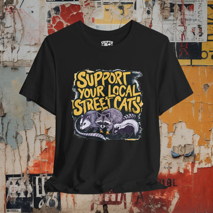 T-Shirt - Support Your Local Street Cats - Opossum, Raccoon, Skunk T-shirt | Bella + Canvas Shirt | Funny Animal Tee from Crypto Zoo Tees