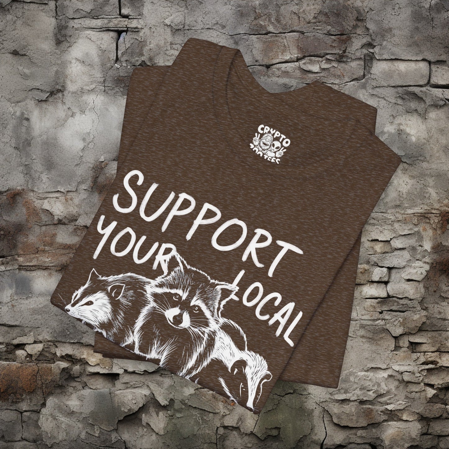 T-Shirt - Support your Local Street Cats Shirt Opossum Raccoon Skunk Tee | Bella + Canvas Unisex T-shirt from Crypto Zoo Tees