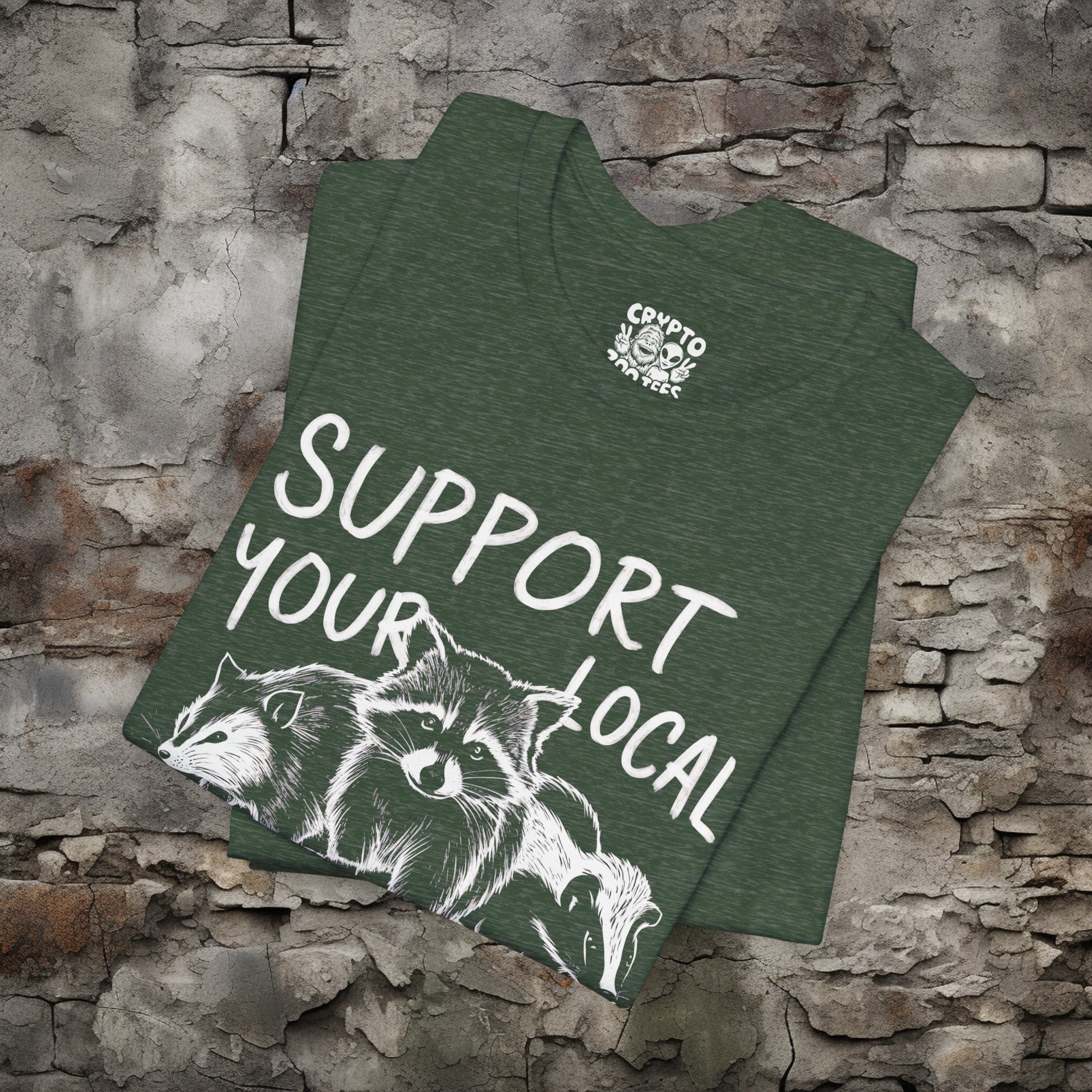 T-Shirt - Support your Local Street Cats Shirt Opossum Raccoon Skunk Tee | Bella + Canvas Unisex T-shirt from Crypto Zoo Tees