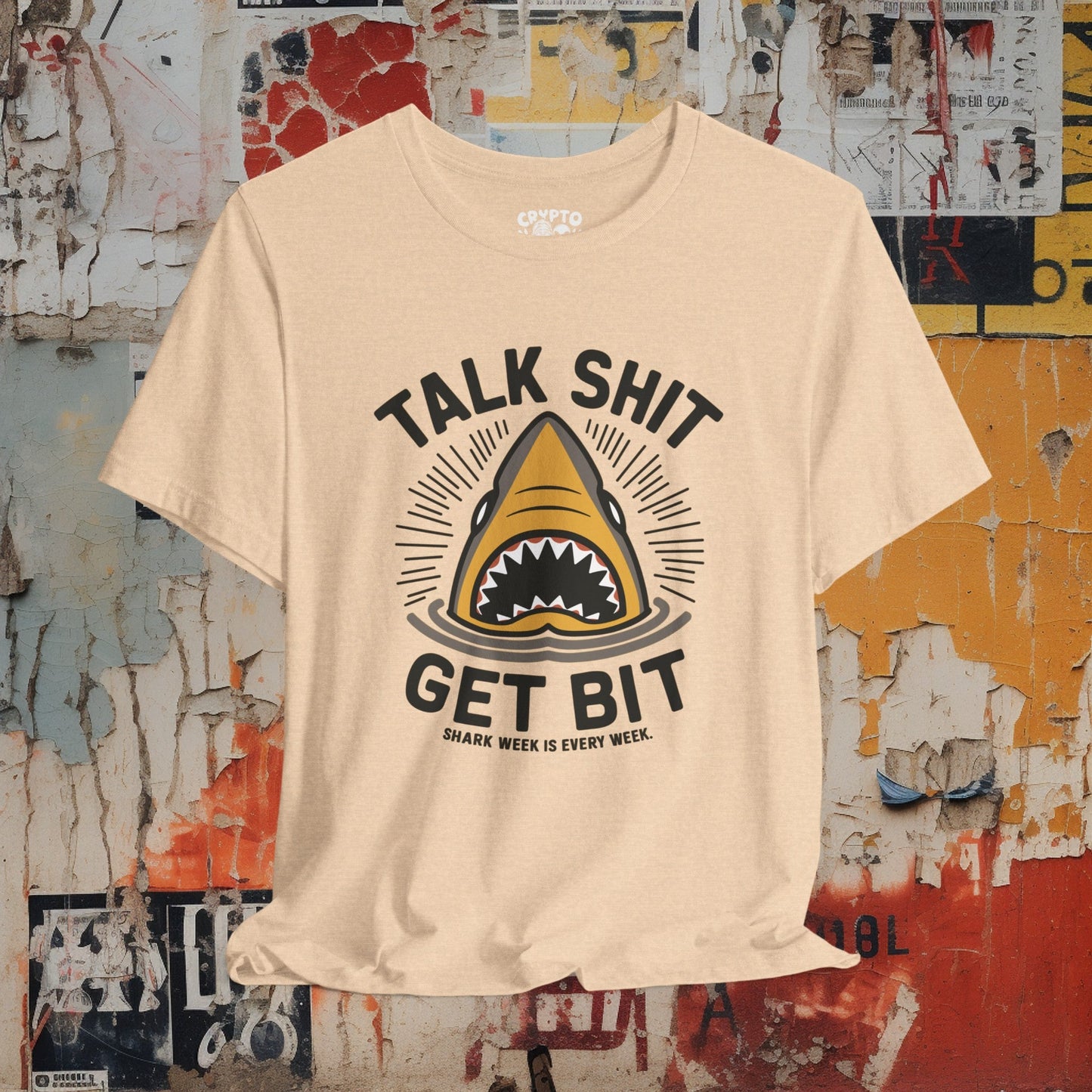 T-Shirt - Talk Shit Get Bit Shark Week is Every Week Tee | Bella + Canvas Unisex T-shirt from Crypto Zoo Tees