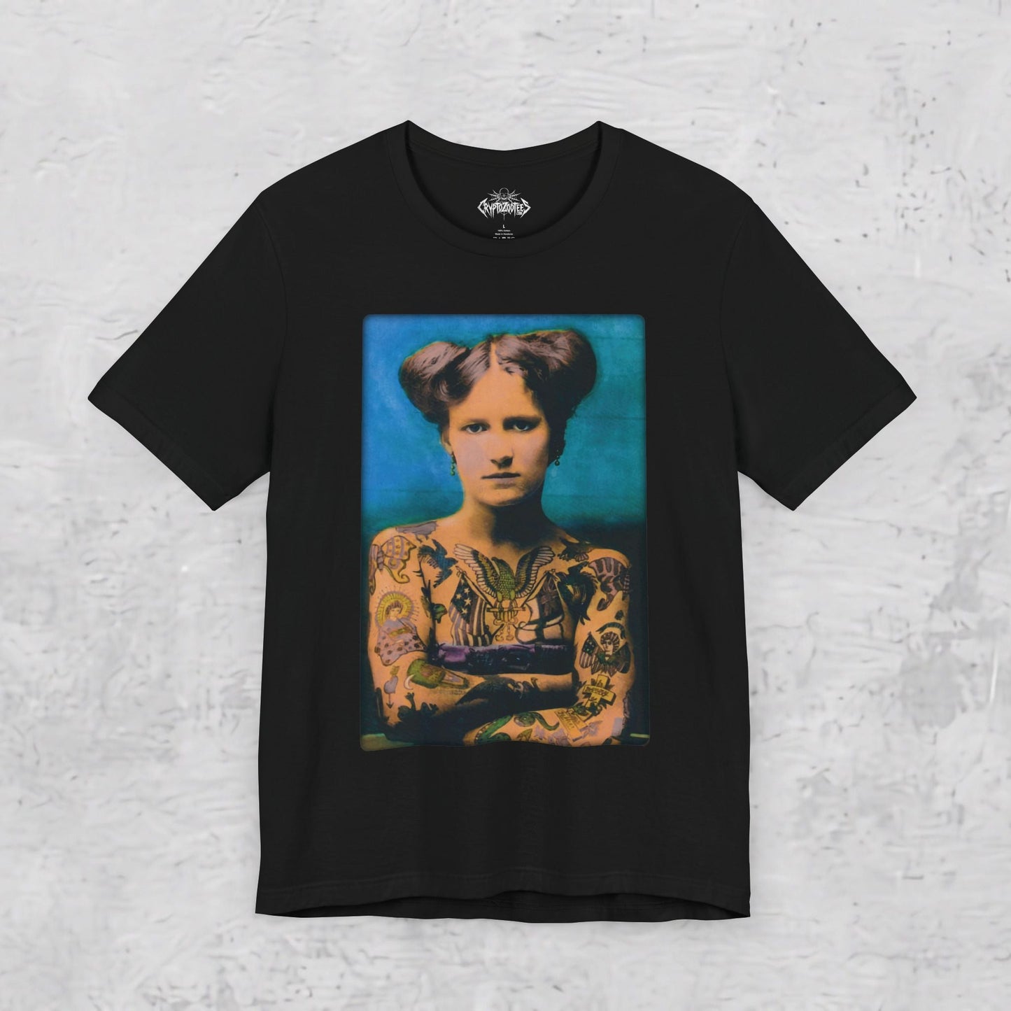 T-Shirt - Tattooed Lady T-Shirt Vintage Beauty Tee Old School Tattoo Art Shirt Black Tee American Traditional Style Gift For Tattoo Fan from Crypto Zoo Tees