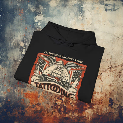 Hoodie - Tattooing As Old As Time Vintage | Hoodie | Hooded Sweatshirt from Crypto Zoo Tees