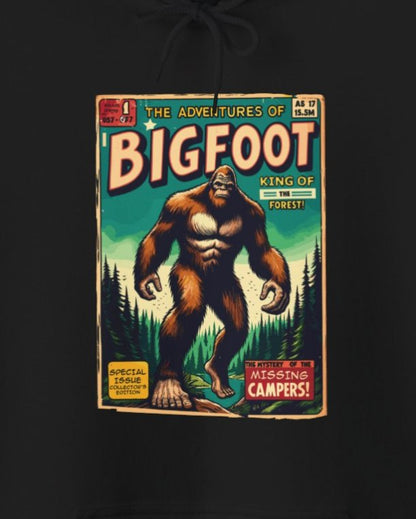 Hoodie - The Adventures of Bigfoot Comic Book Cover Hoodie | Sasquatch Pullover Hooded Sweatshirt from Crypto Zoo Tees