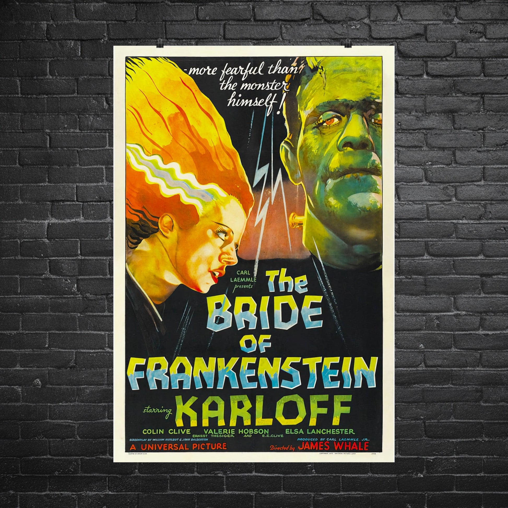 Poster - THE BRIDE OF FRANKENSTEIN MOVIE POSTER 1935 (reprint) | Museum - Quality Poster from Crypto Zoo Tees