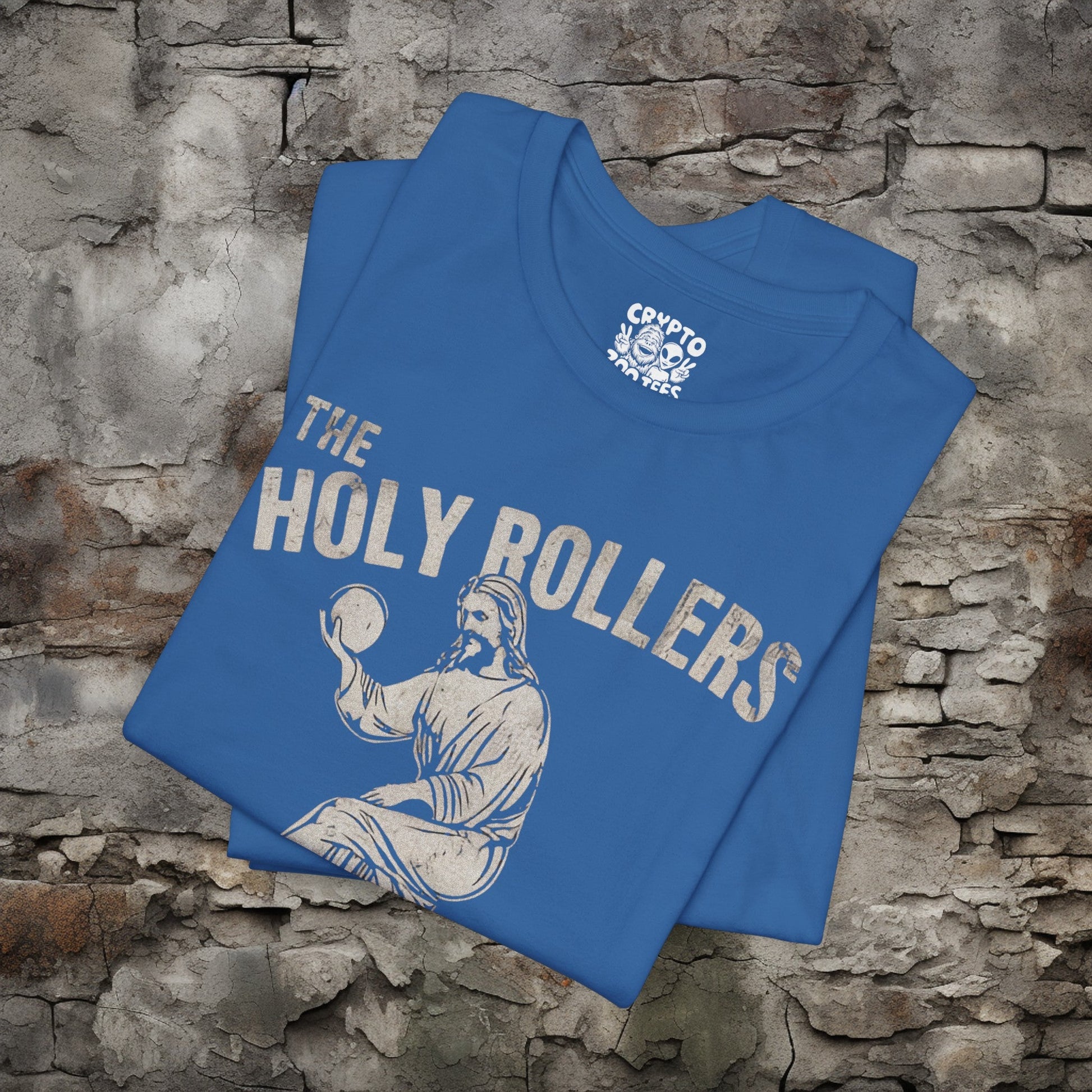 T-Shirt - The Holy Rollers Bowling Team Featuring Jesus Tee | Bella + Canvas Unisex T-shirt from Crypto Zoo Tees