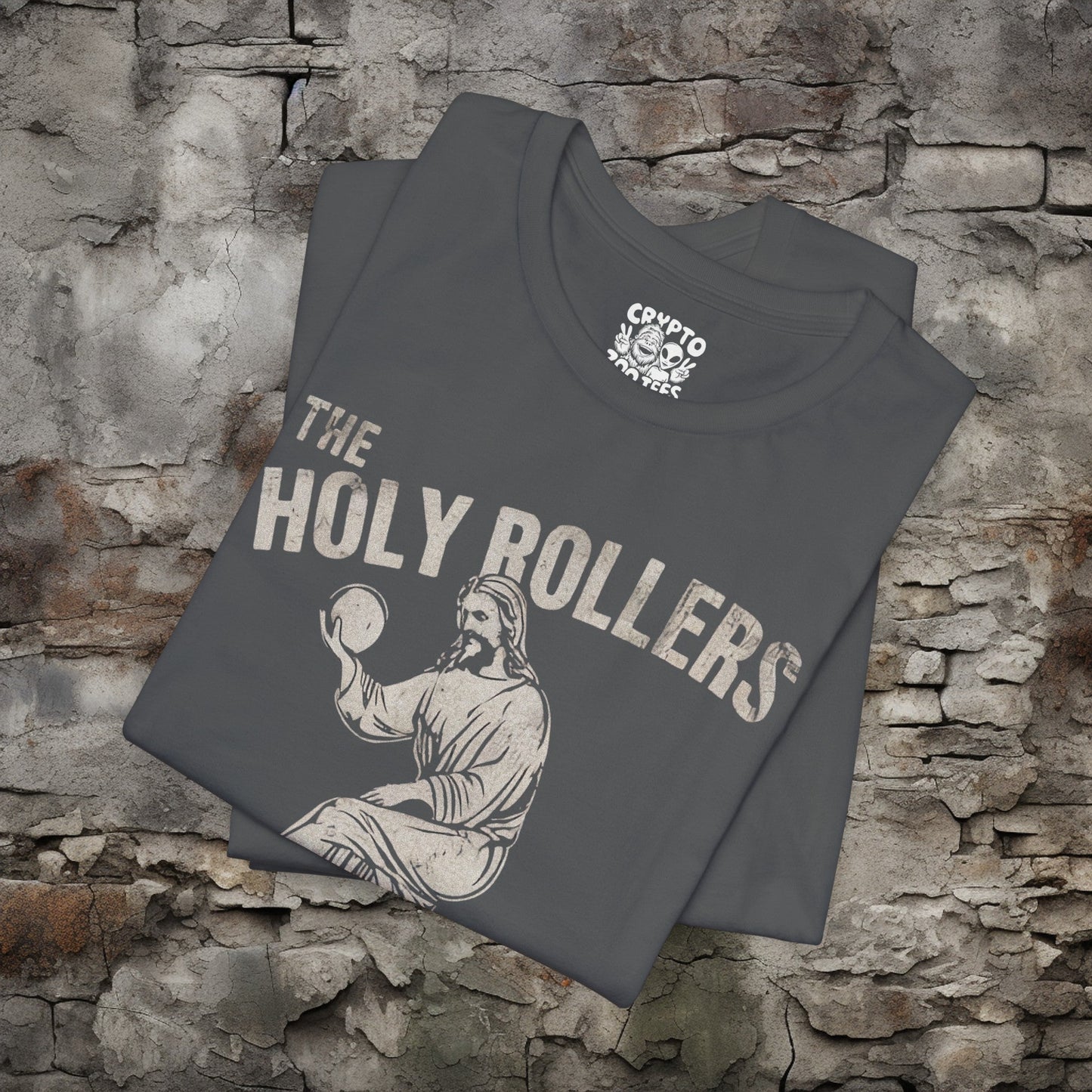 T-Shirt - The Holy Rollers Bowling Team Featuring Jesus Tee | Bella + Canvas Unisex T-shirt from Crypto Zoo Tees