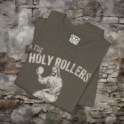 T-Shirt - The Holy Rollers Bowling Team Featuring Jesus Tee | Bella + Canvas Unisex T-shirt from Crypto Zoo Tees