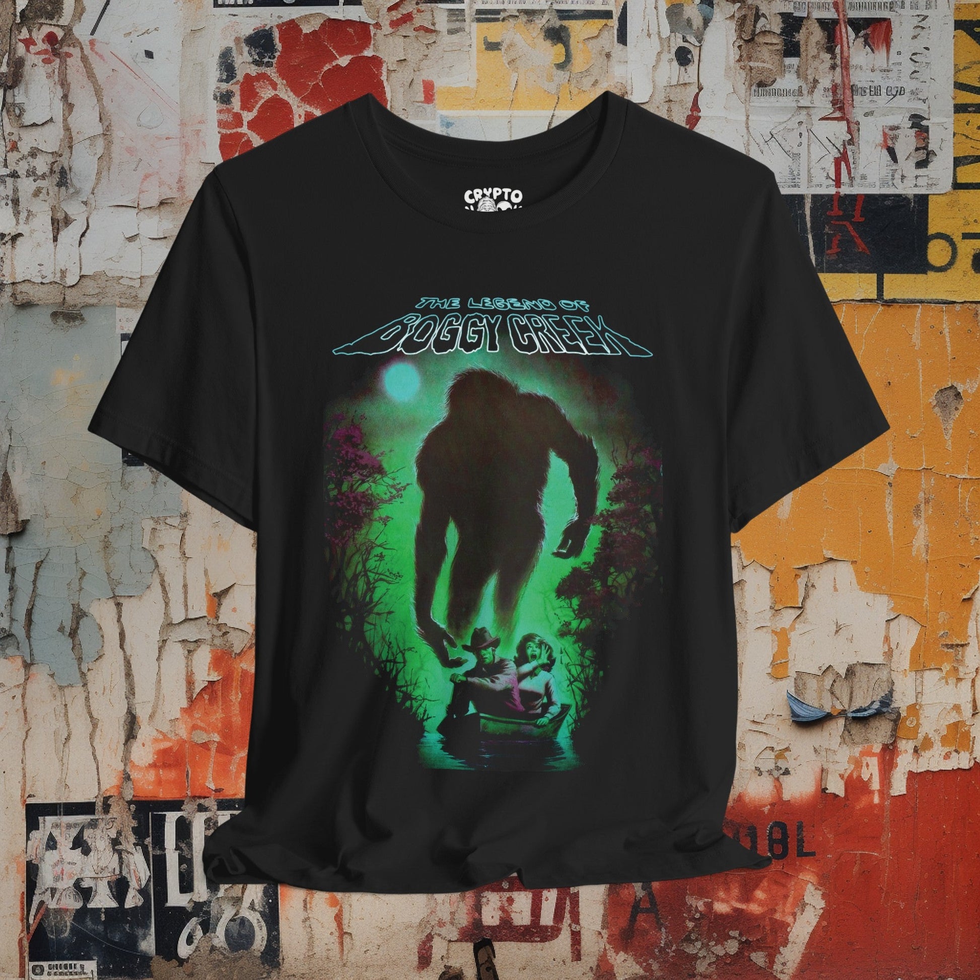 T-Shirt - The Legend of Boggy Creek - Bigfoot Movie | Bella + Canvas Unisex T-shirt from Crypto Zoo Tees