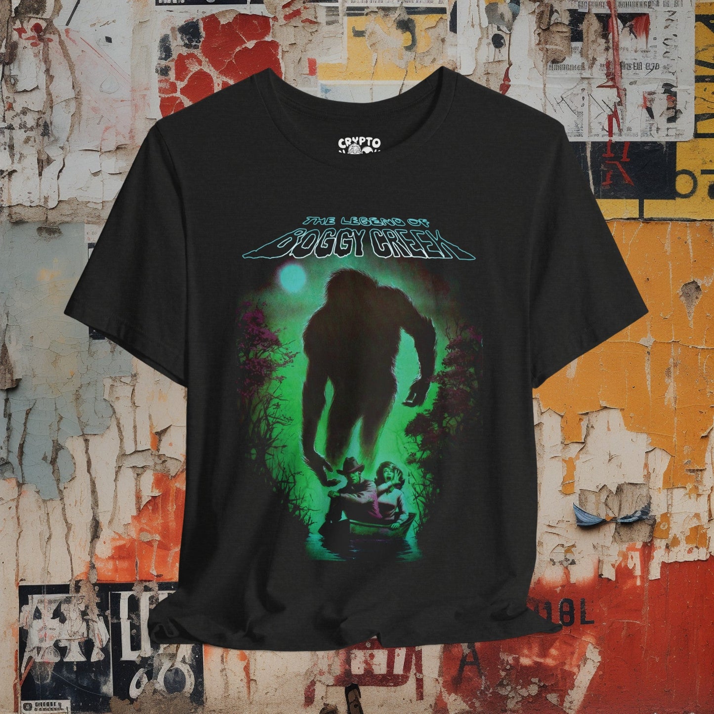 T-Shirt - The Legend of Boggy Creek - Bigfoot Movie | Bella + Canvas Unisex T-shirt from Crypto Zoo Tees