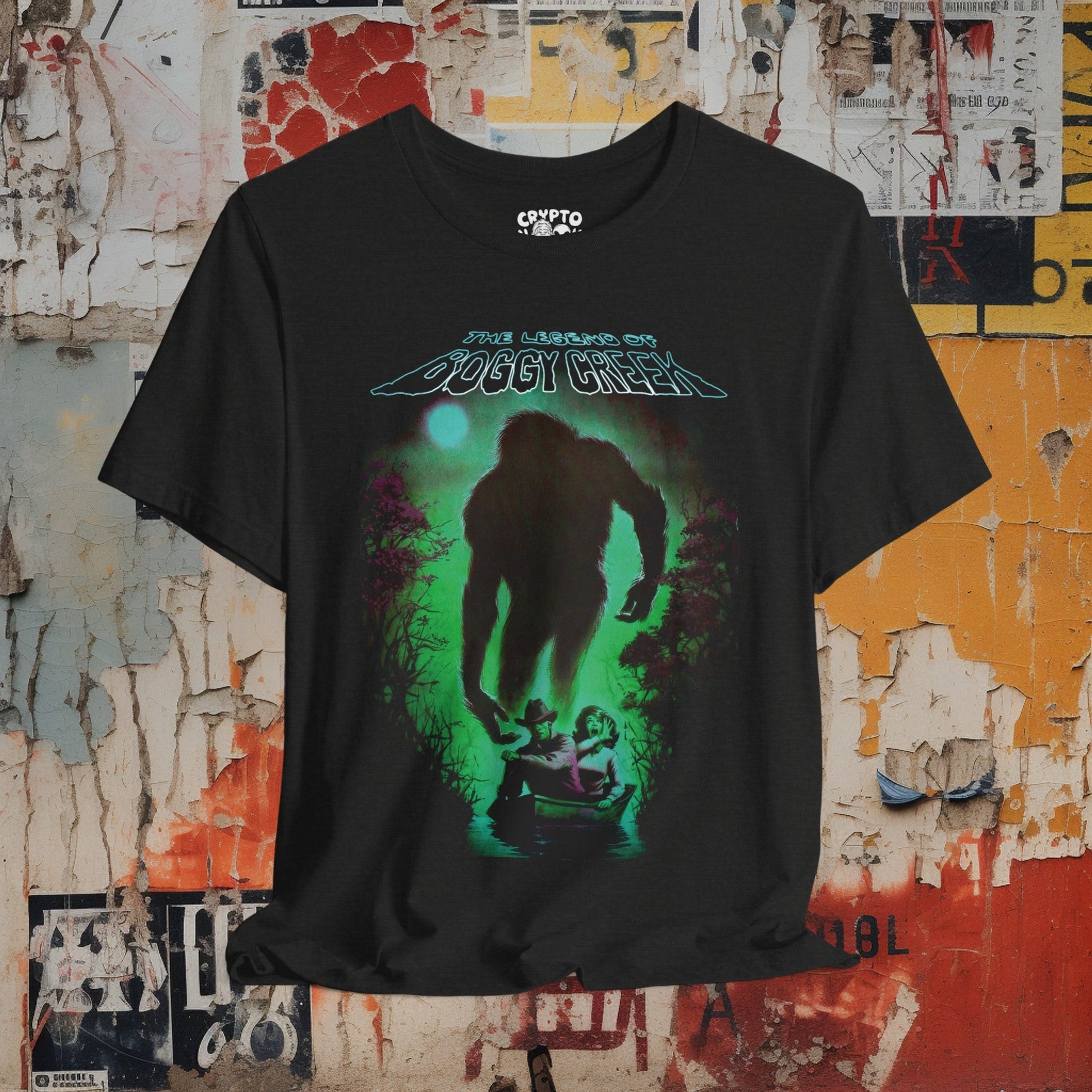 T-Shirt - The Legend of Boggy Creek - Bigfoot Movie | Bella + Canvas Unisex T-shirt from Crypto Zoo Tees