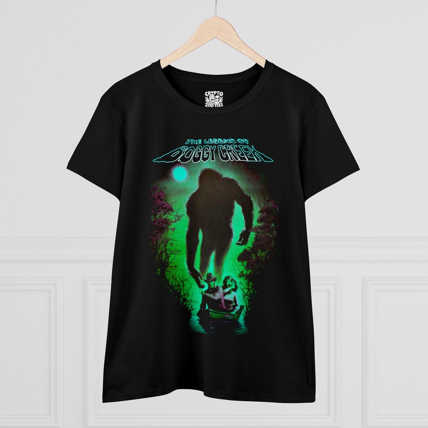 T-Shirt - The Legend of Boggy Creek - Bigfoot Movie | Women's T-Shirt | Cotton Tee from Crypto Zoo Tees