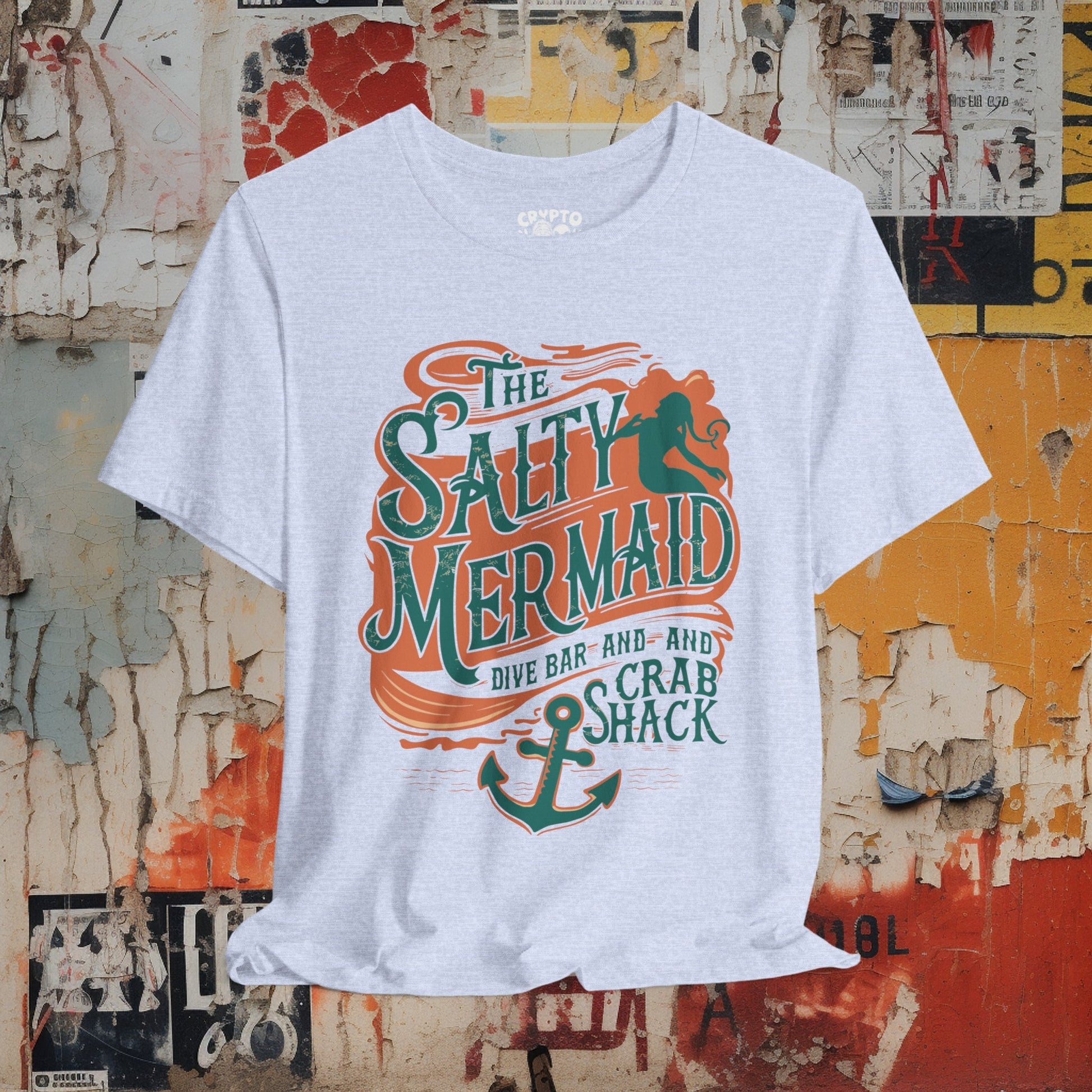 T-Shirt - The Salty Mermaid Dive Bar Crab Shack Funny Nautical Tee | Bella + Canvas Unisex T-shirt from Crypto Zoo Tees