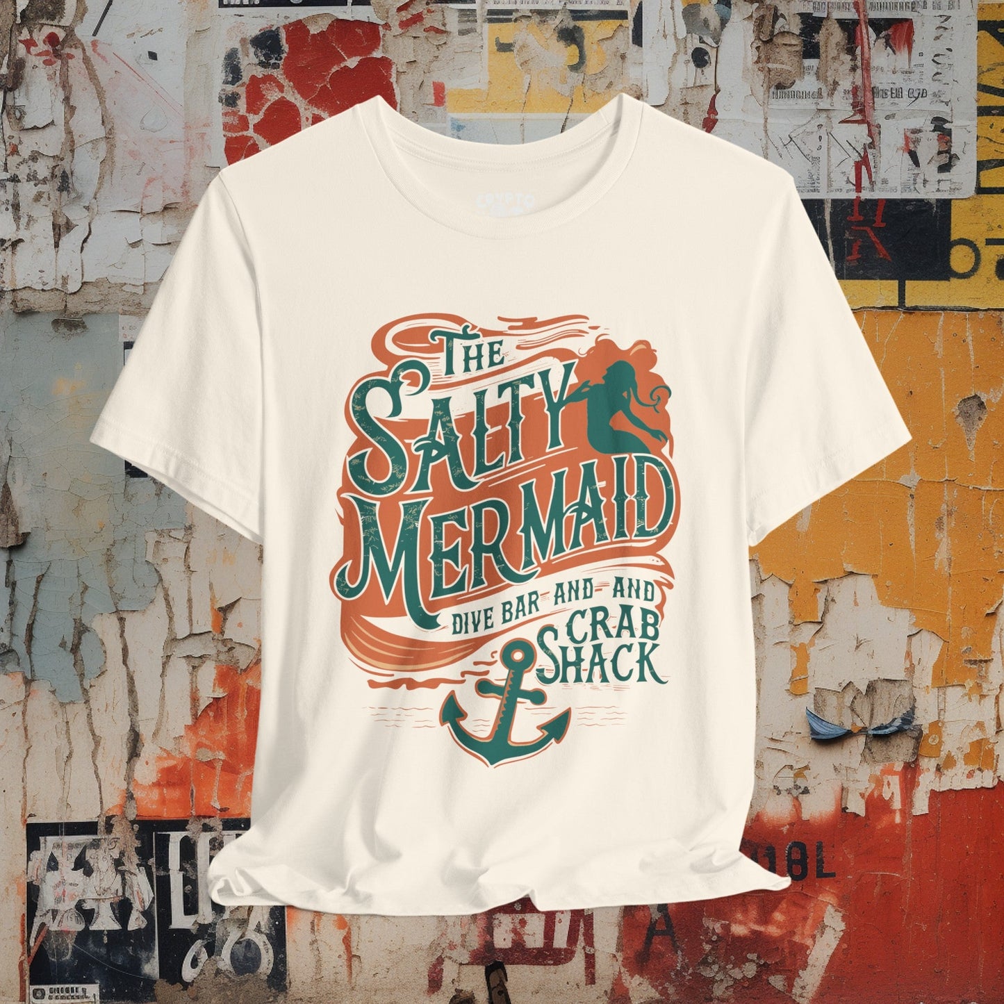 T-Shirt - The Salty Mermaid Dive Bar Crab Shack Funny Nautical Tee | Bella + Canvas Unisex T-shirt from Crypto Zoo Tees