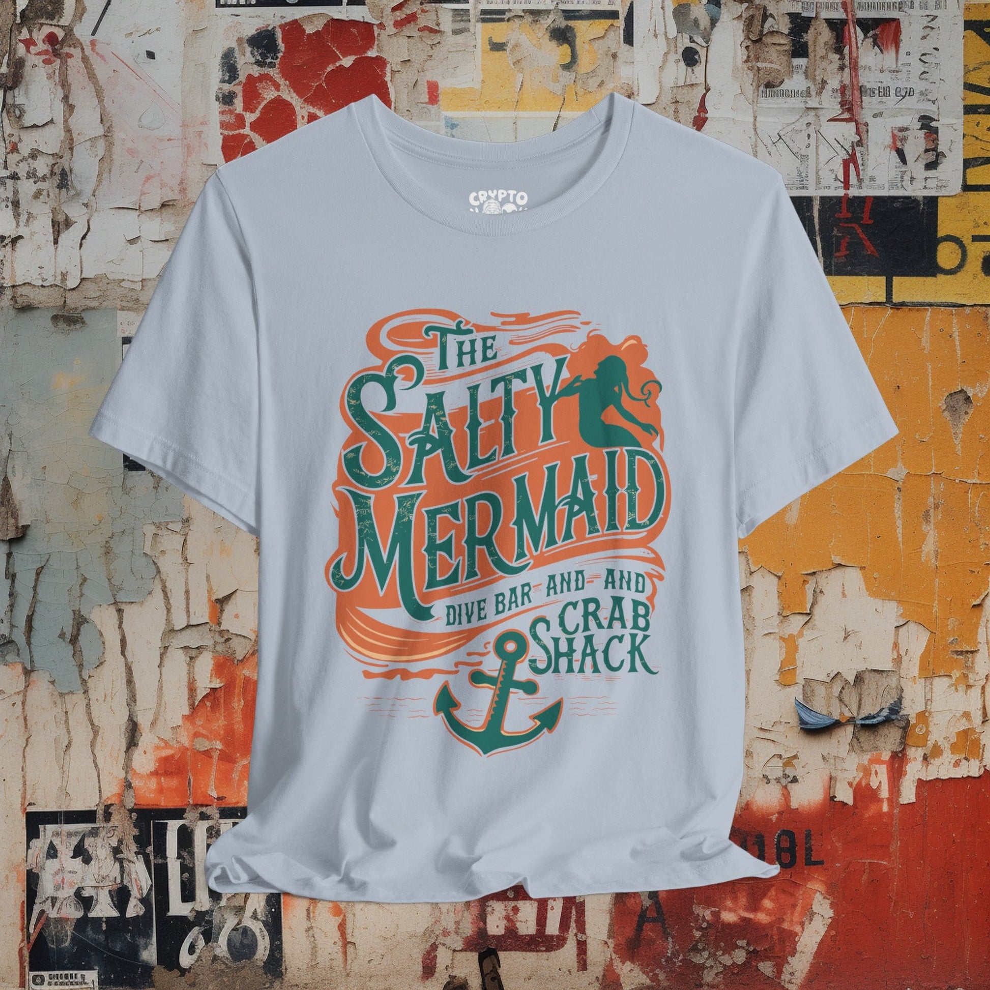 T-Shirt - The Salty Mermaid Dive Bar Crab Shack Funny Nautical Tee | Bella + Canvas Unisex T-shirt from Crypto Zoo Tees