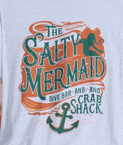 T-Shirt - The Salty Mermaid Dive Bar Crab Shack Funny Nautical Tee | Bella + Canvas Unisex T-shirt from Crypto Zoo Tees