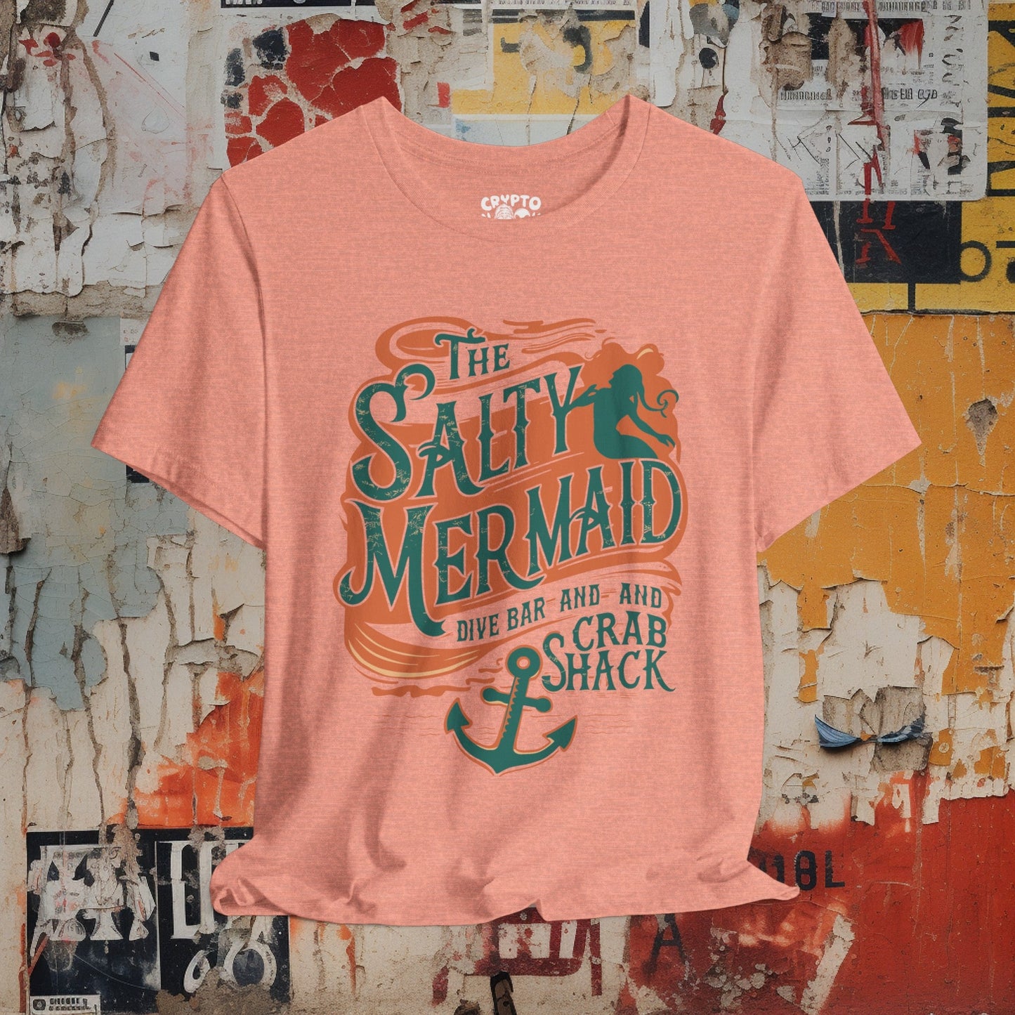 T-Shirt - The Salty Mermaid Dive Bar Crab Shack Funny Nautical Tee | Bella + Canvas Unisex T-shirt from Crypto Zoo Tees