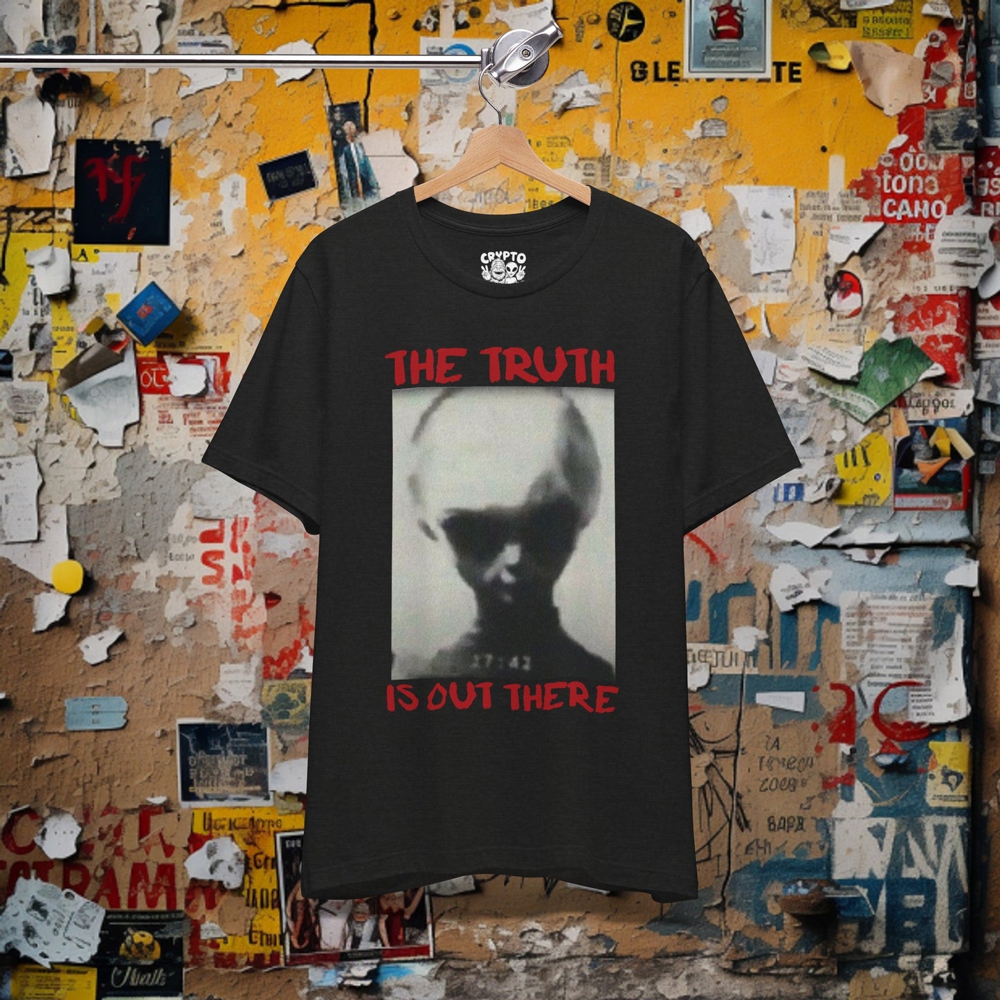 T-Shirt - The Truth is Out There Gray Alien Area 51 Tee | Bella + Canvas Unisex T-shirt from Crypto Zoo Tees