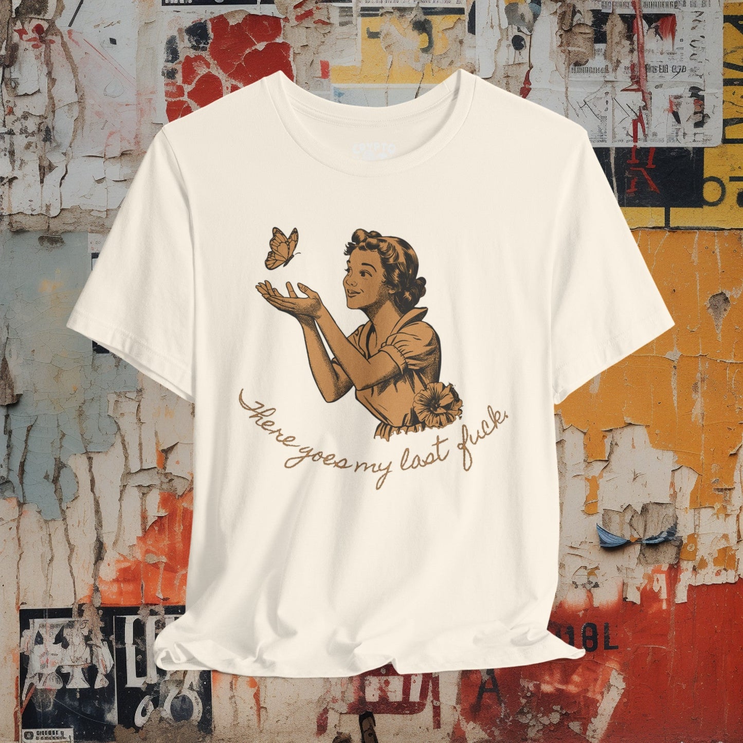 T-Shirt - There Goes My Last F*** Butterfly Release Funny Tee | Bella + Canvas Unisex T-shirt from Crypto Zoo Tees