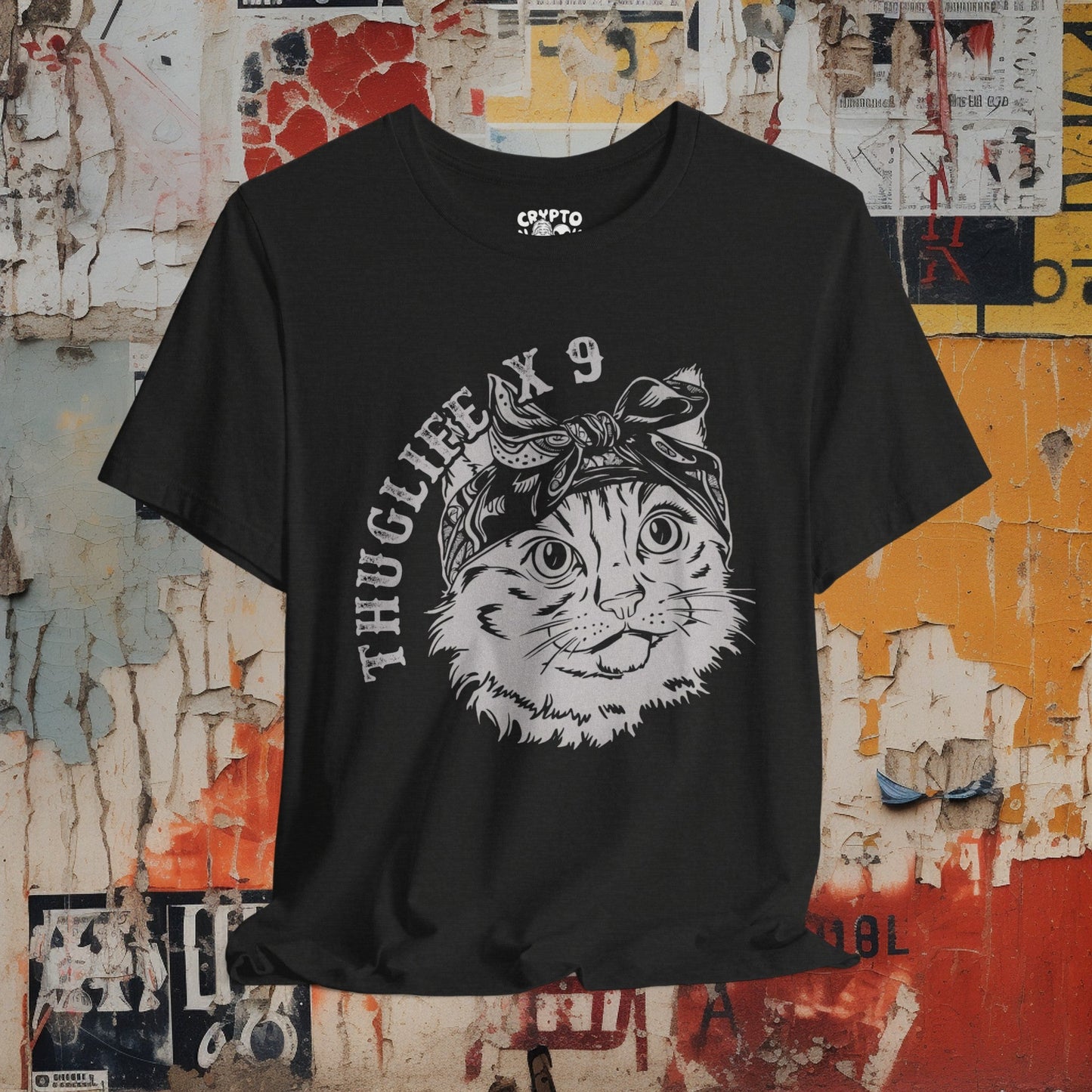 T-Shirt - Thuglife x9 Gangsta Cat Funny Animal Tee | Bella + Canvas Unisex T-shirt from Crypto Zoo Tees