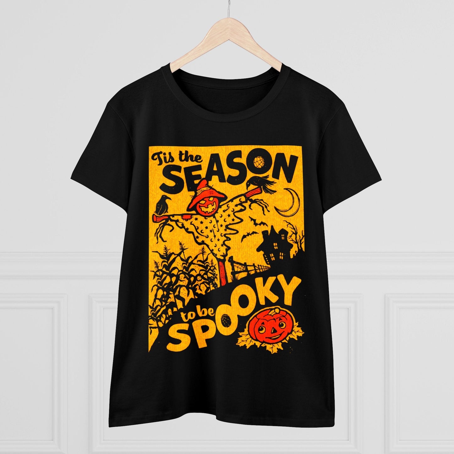 T-Shirt - Tis The Season To Be Spooky - Vintage Halloween | Women's T-Shirt | Cotton Ladies Tee from Crypto Zoo Tees