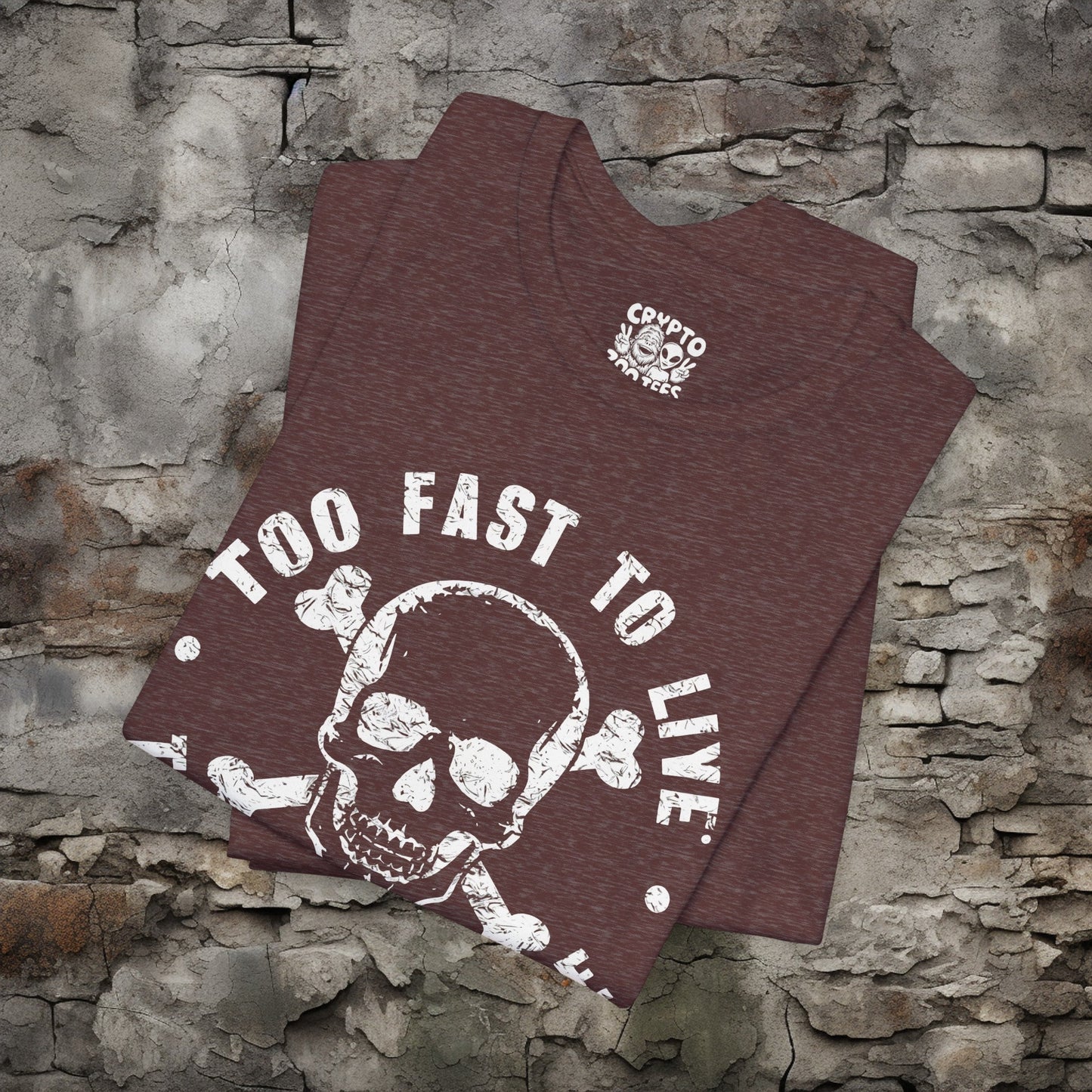 T-Shirt - Too Fast To Live Skull Shirt | Bella + Canvas Unisex T-shirt from Crypto Zoo Tees