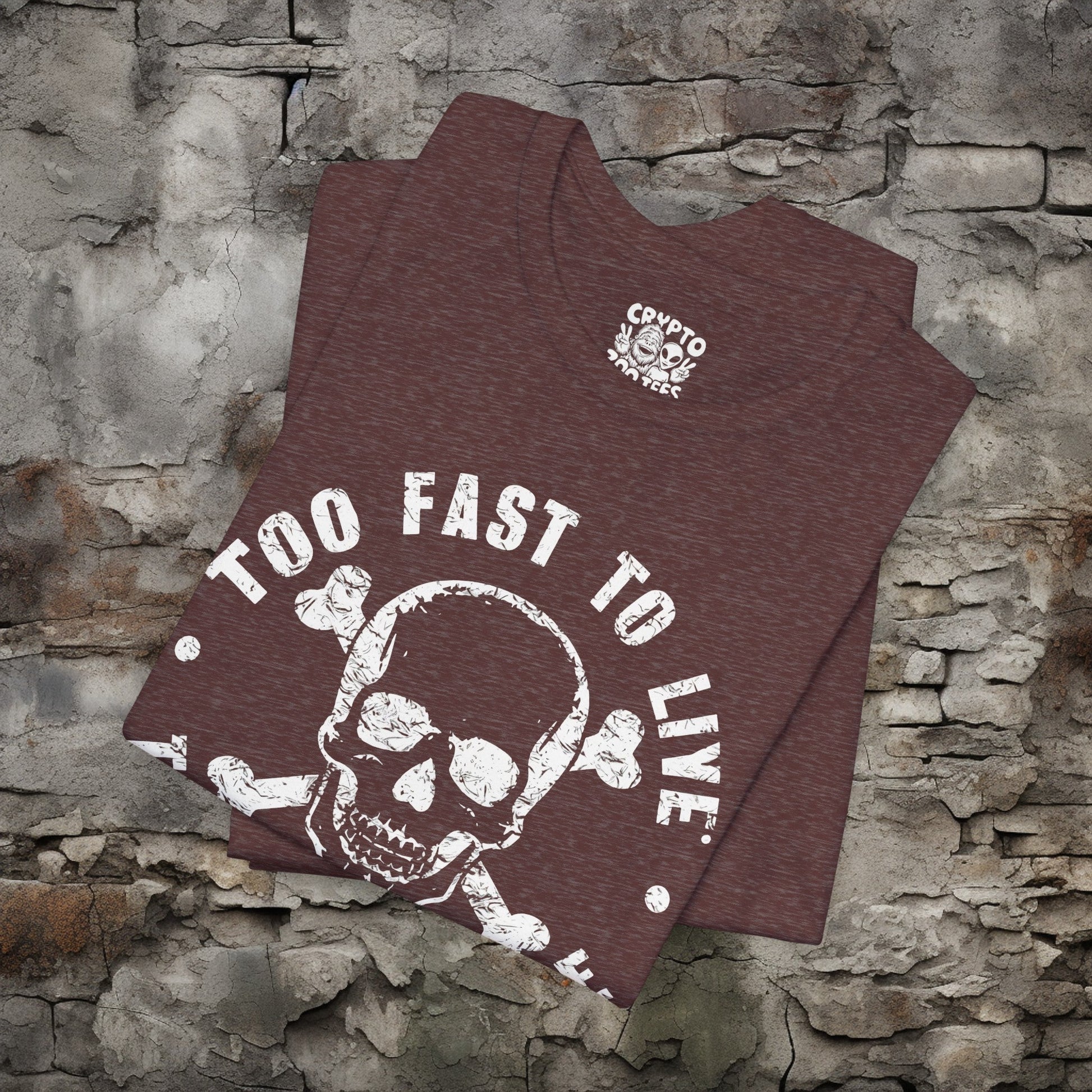 T-Shirt - Too Fast To Live Skull Shirt | Bella + Canvas Unisex T-shirt from Crypto Zoo Tees