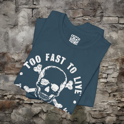 T-Shirt - Too Fast To Live Skull Shirt | Bella + Canvas Unisex T-shirt from Crypto Zoo Tees