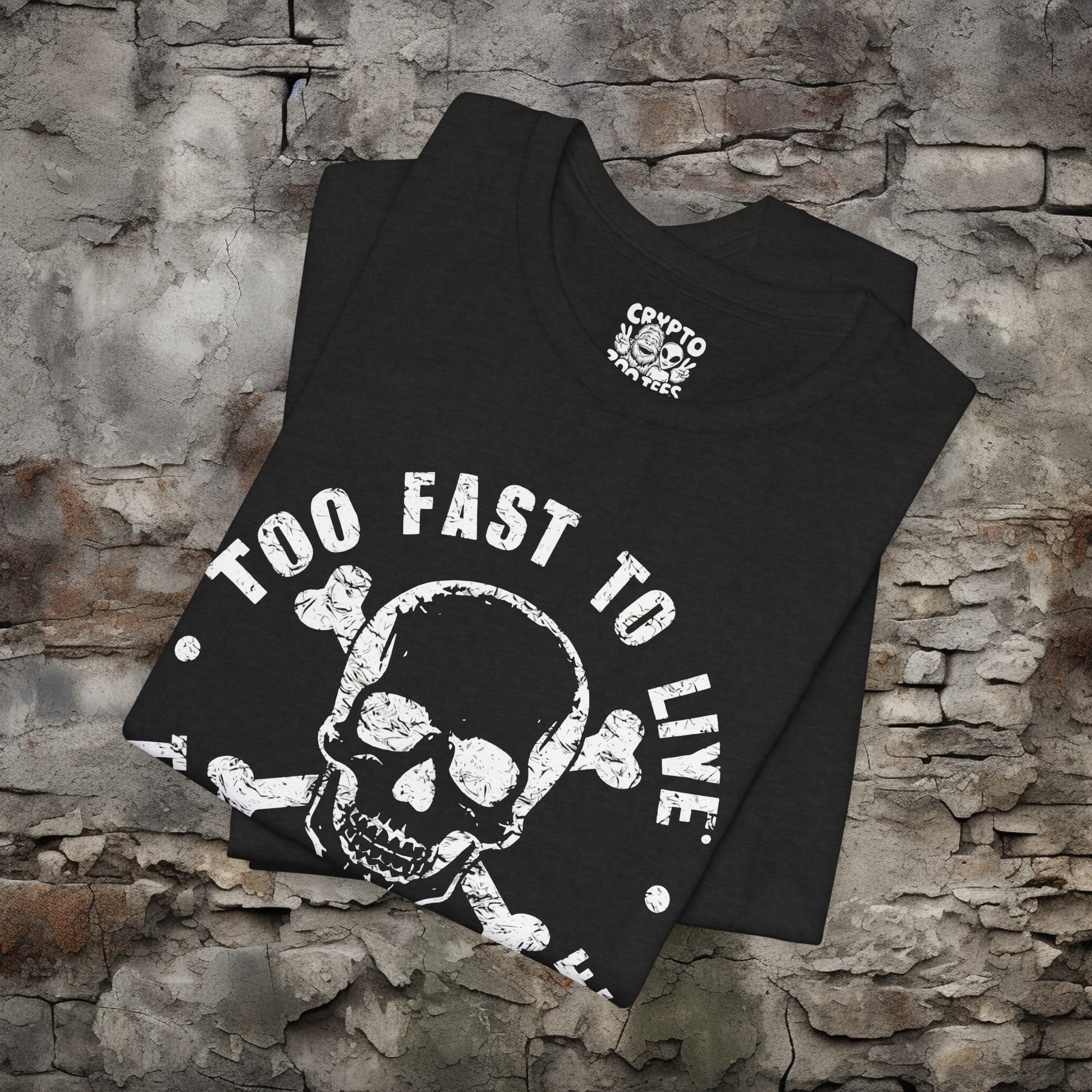 T-Shirt - Too Fast To Live Skull Shirt | Bella + Canvas Unisex T-shirt from Crypto Zoo Tees