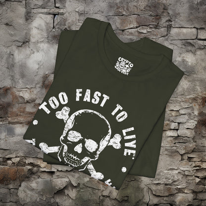 T-Shirt - Too Fast To Live Skull Shirt | Bella + Canvas Unisex T-shirt from Crypto Zoo Tees