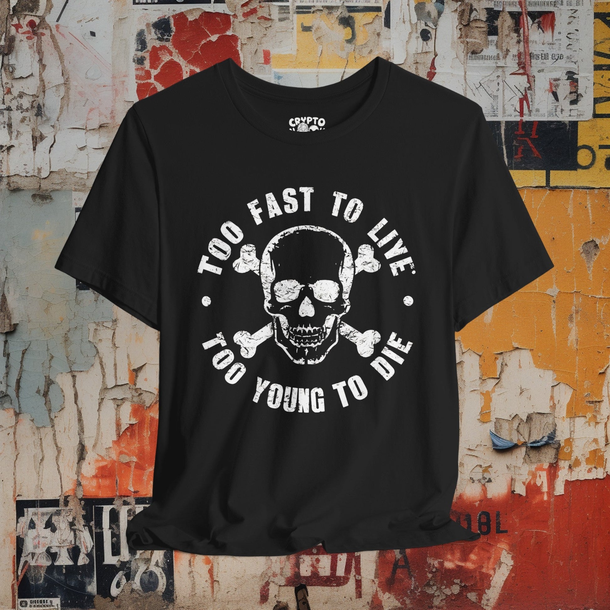 T-Shirt - Too Fast To Live Skull Shirt | Bella + Canvas Unisex T-shirt from Crypto Zoo Tees