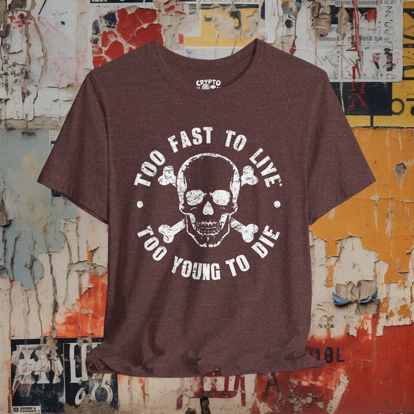 T-Shirt - Too Fast To Live Skull Shirt | Bella + Canvas Unisex T-shirt from Crypto Zoo Tees