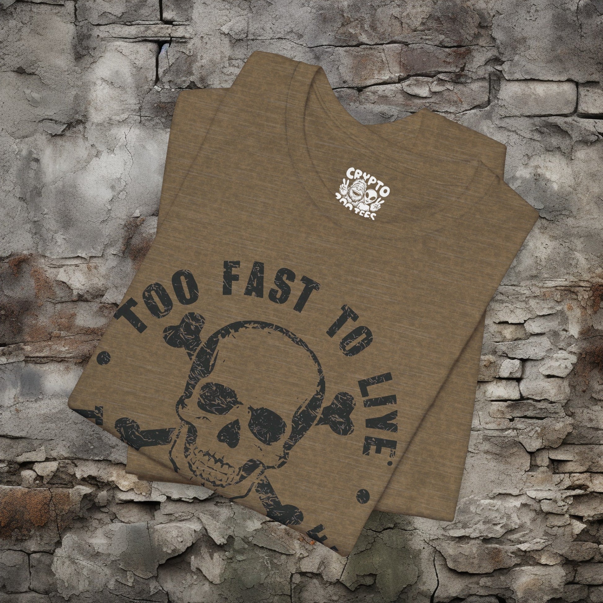 T-Shirt - Too Fast To Live Skull Shirt | Bella + Canvas Unisex T-shirt from Crypto Zoo Tees